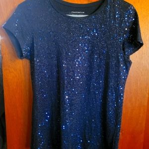Navy sequined sparkled shirt